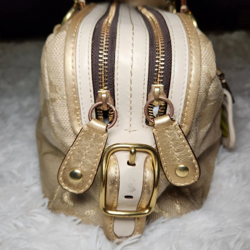 Coach Poppy Signature Bonnie Double Zip Top Handle Satchel - Picture 3 of 12